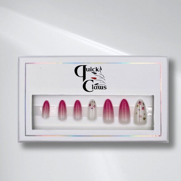 Gradiend white to hot pink press on nails - Picture 2 of 2